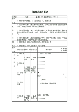五年级体育立定跳远教案.docx
