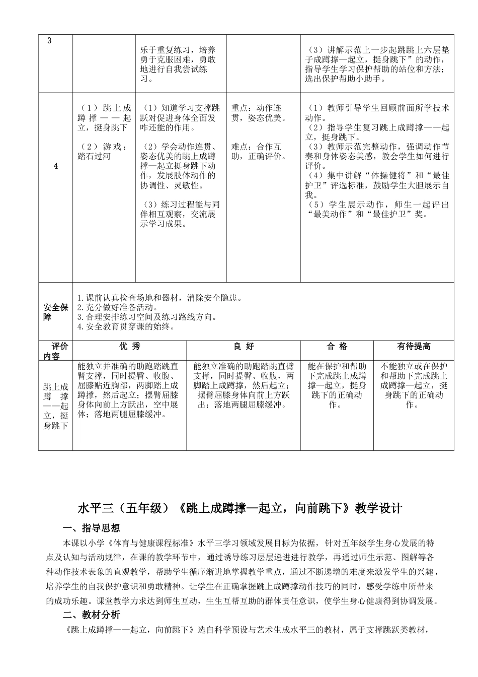 五年级体育支撑跳跃与游戏单元教学计划（江苏省小学体育优秀课比赛教案）.docx_第2页