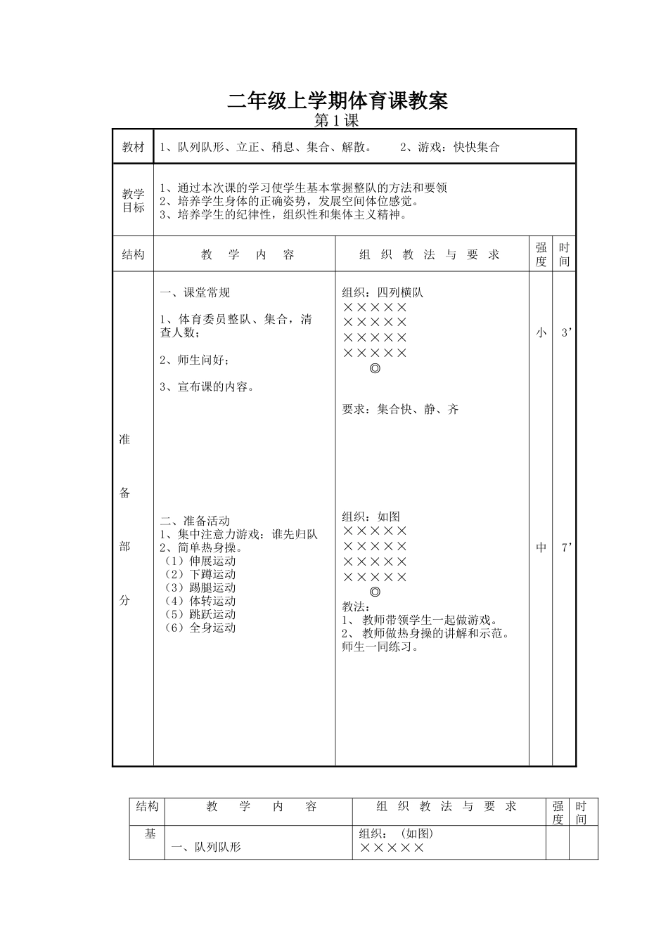 小学二年级体育教案上学期.docx_第2页