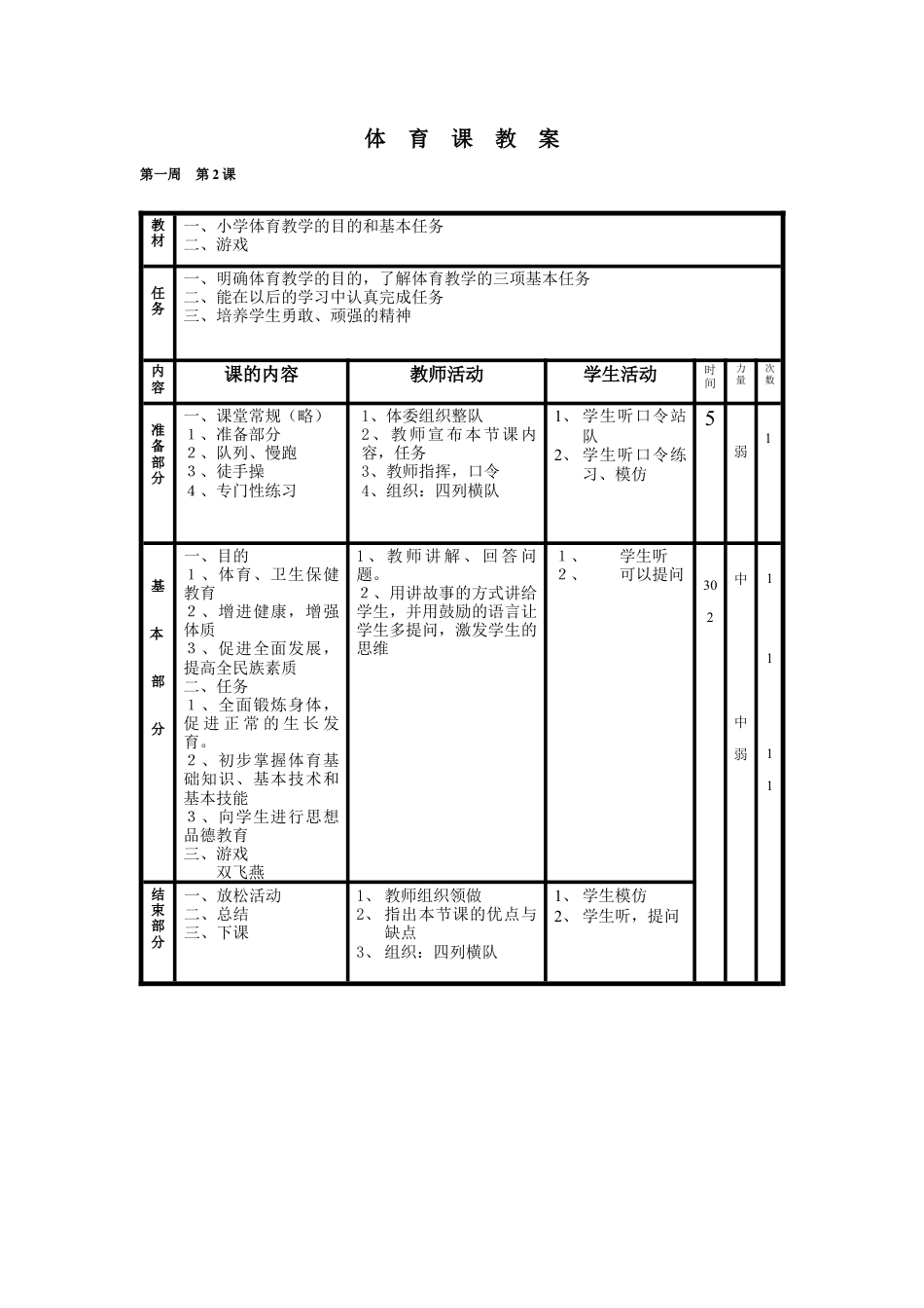 小学六年级上册体育教案.docx_第2页