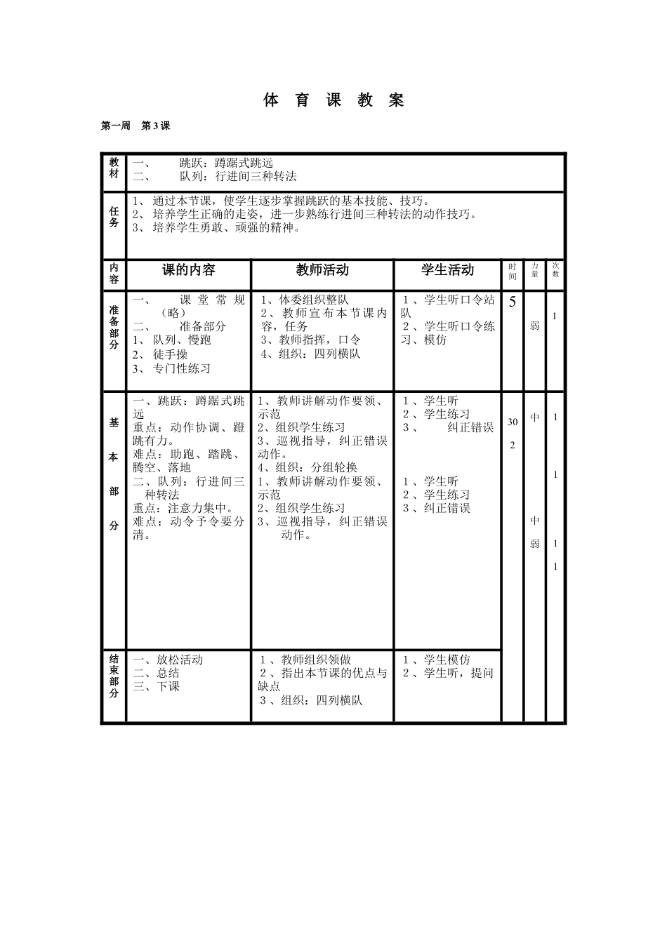 小学六年级上册体育教案.docx_第3页