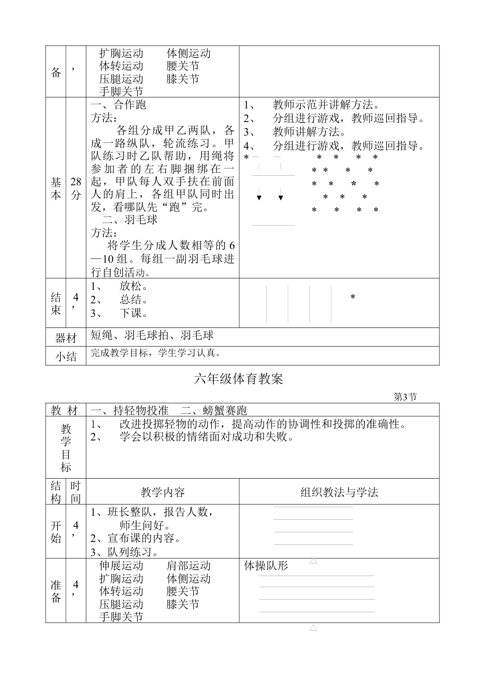 小学六年级体育教案(5).docx_第3页