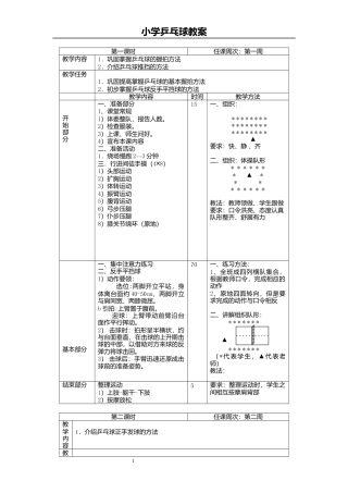 小学乒乓球课时训练教案（13周）.docx