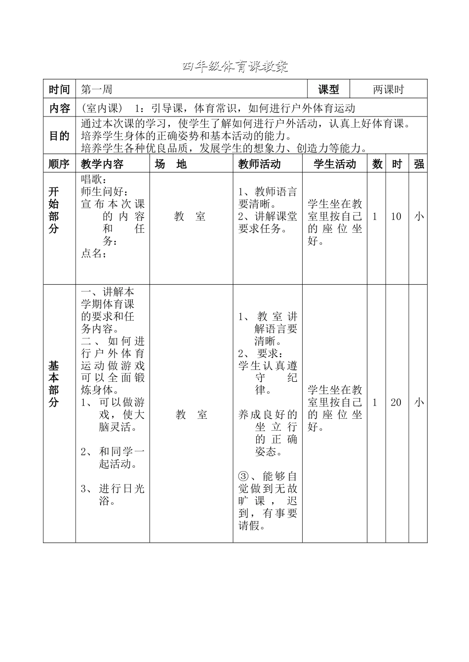 小学四年级体育计划和教案[.docx_第2页
