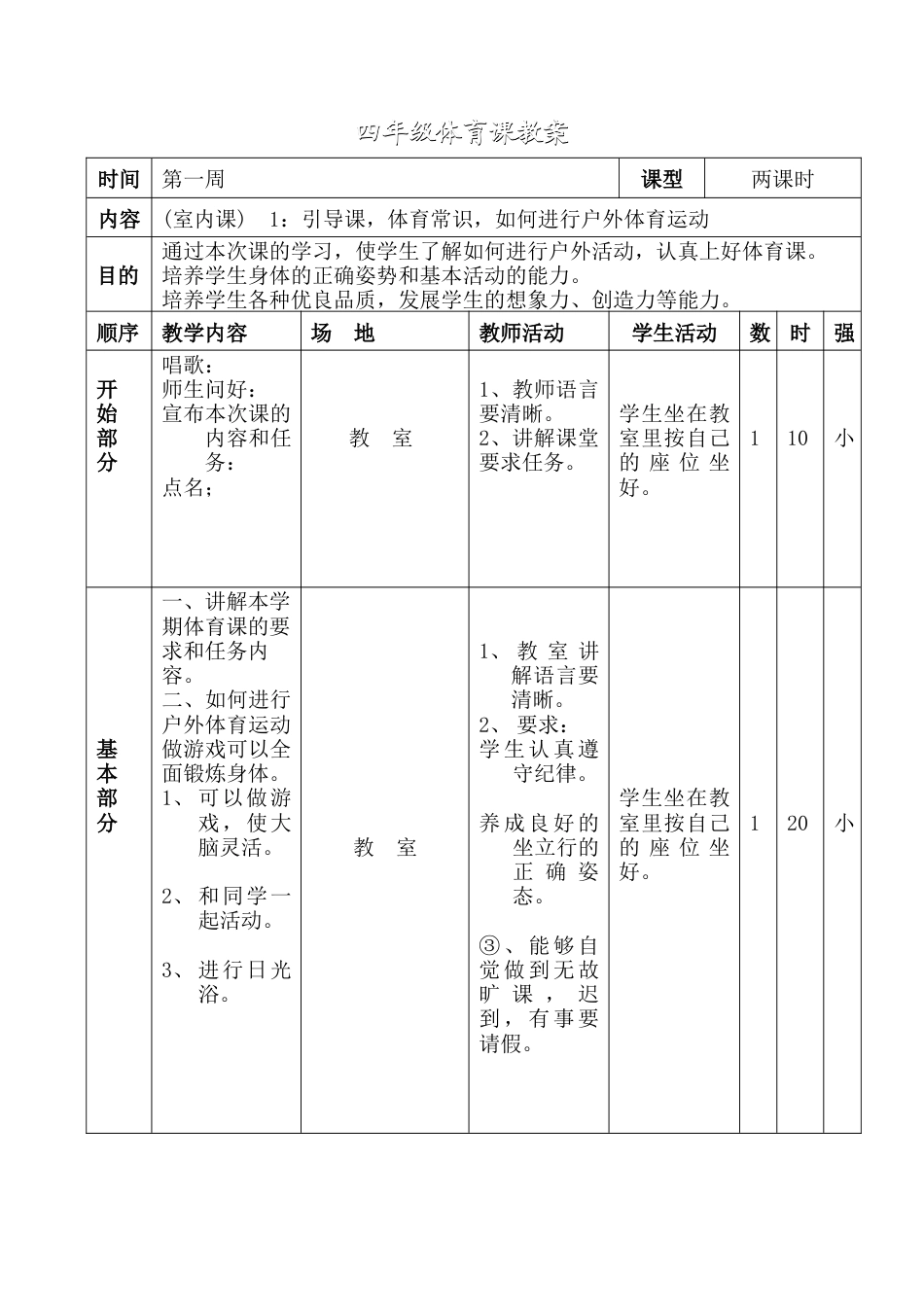 小学四年级下册体育教案(1).docx_第2页