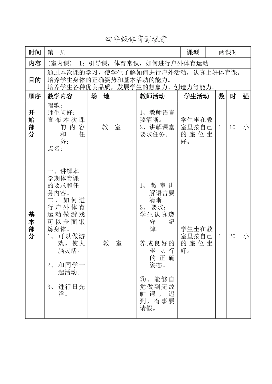 小学四年级下册体育教案.docx_第2页