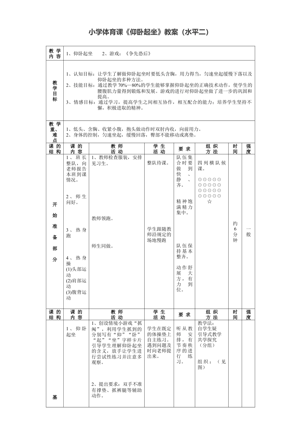 小学体育课《仰卧起坐》教案(水平二).docx_第1页