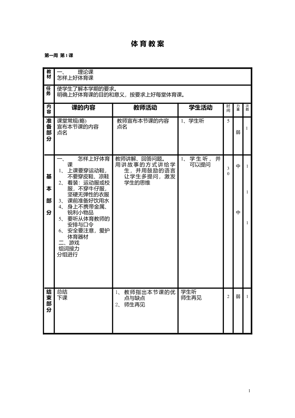 小学体育五年级教案上册.docx_第1页