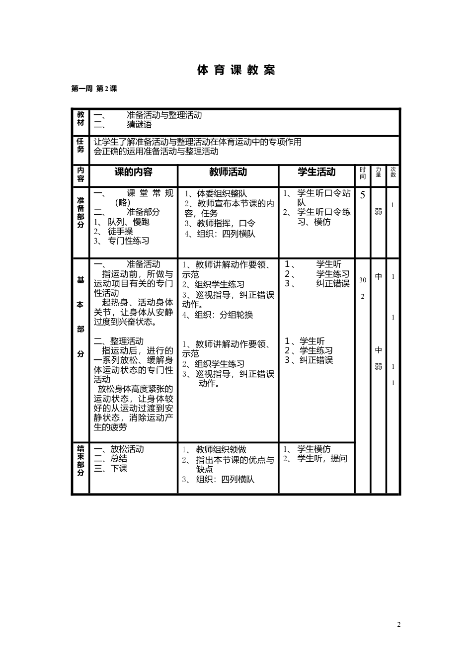 小学体育五年级教案上册.docx_第2页
