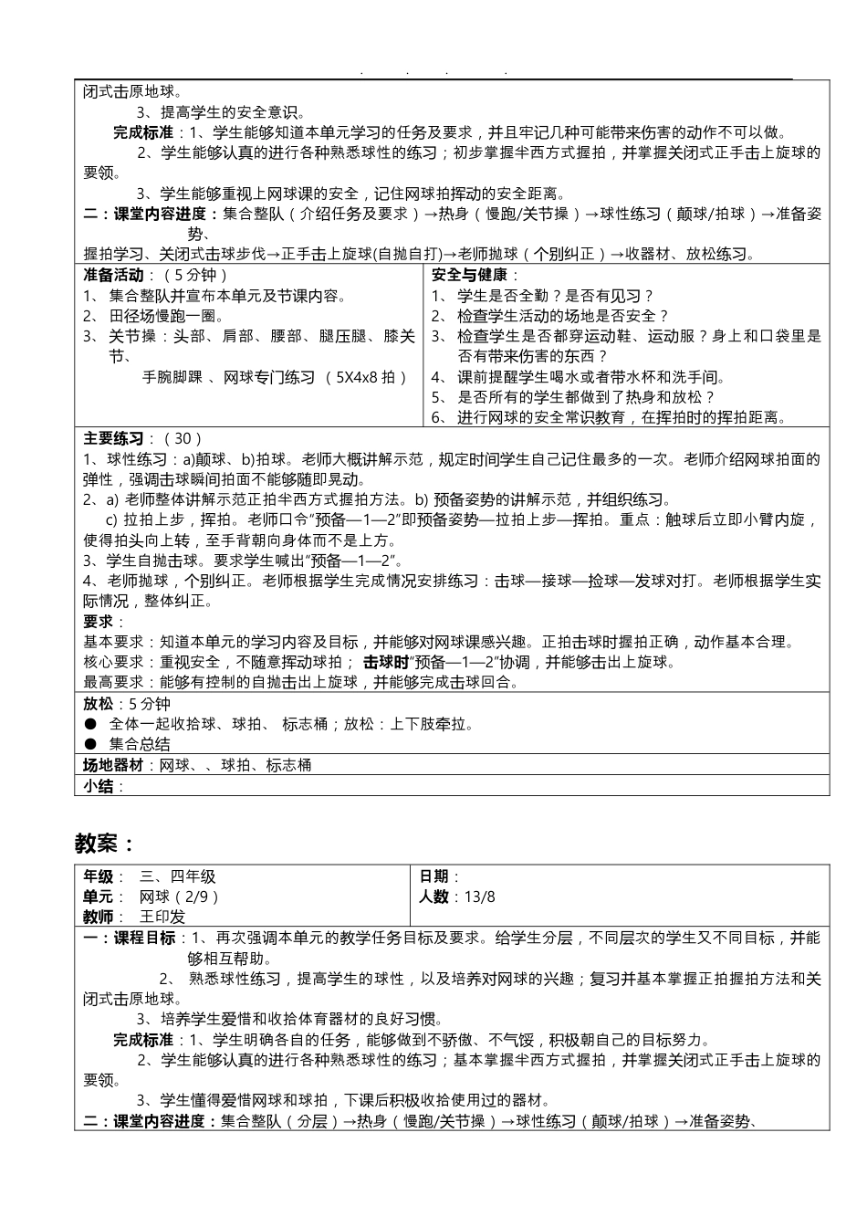 小学网球教学教案网球.docx_第2页