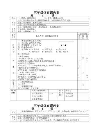 小学五年级上册完整体育教案.docx