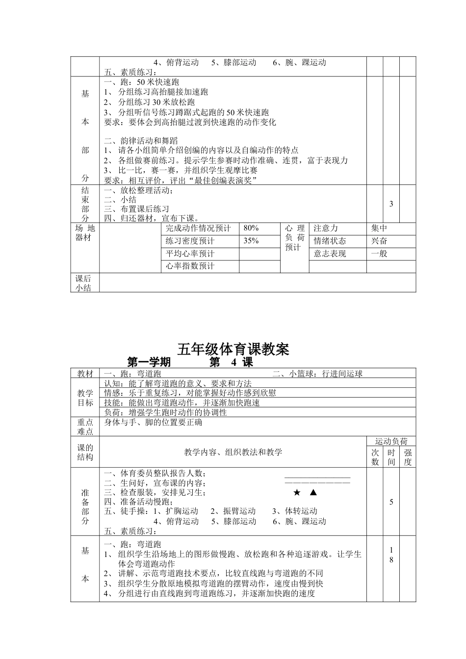 小学五年级体育课教案全集1.docx_第3页