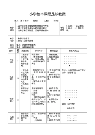 小学校本课程足球教案.docx