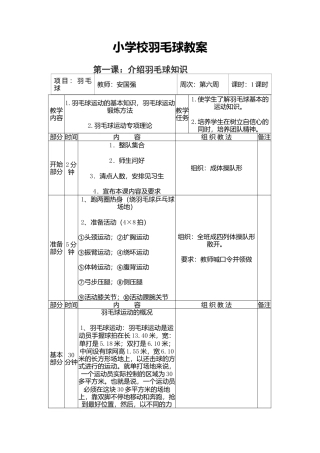 小学羽毛球教案全（9课时）.docx