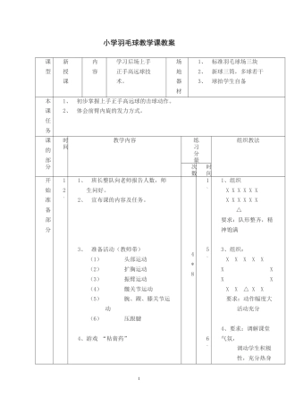 小学羽毛球教学课教案.docx