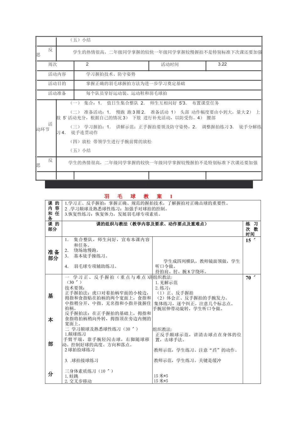 羽毛球教案通用版（15课时）.docx_第2页