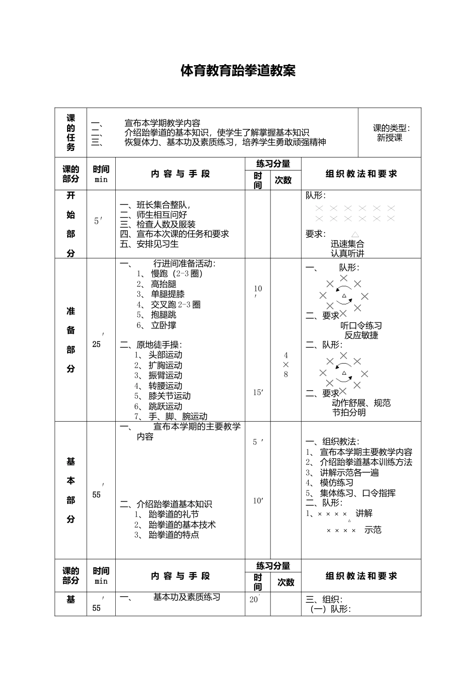 中小学大学通用 跆拳道教学教案42课时（详细含图文）.docx_第1页