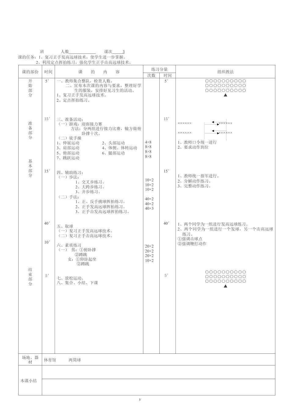 中小学羽毛球体育课教案（14课时）.docx_第3页