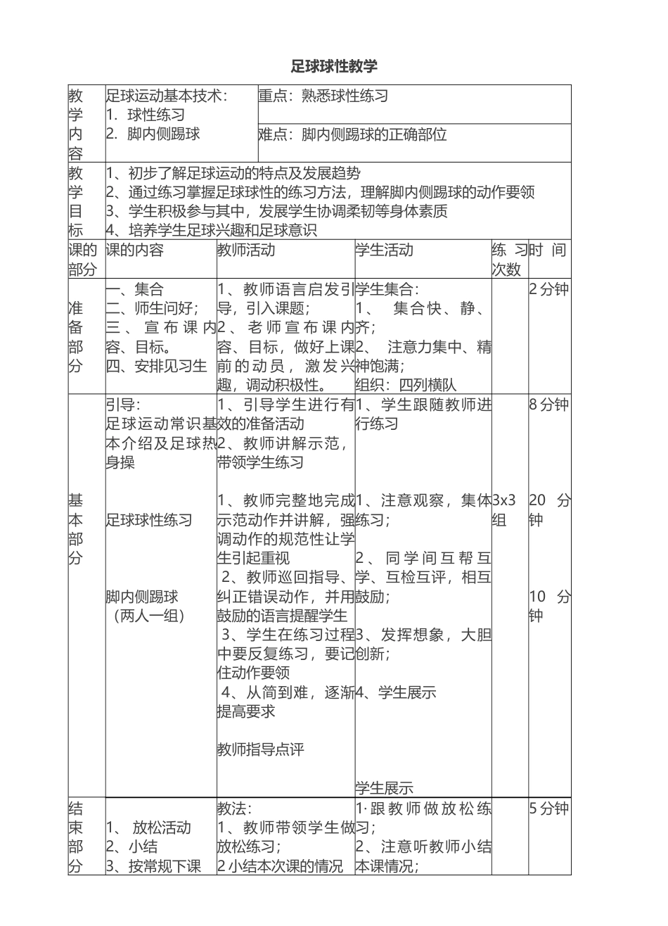 足球球性教学教案.docx_第1页
