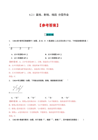 初中数学七年级上-6.2.1 直线、射线、线段（分层作业）【解析版】.docx