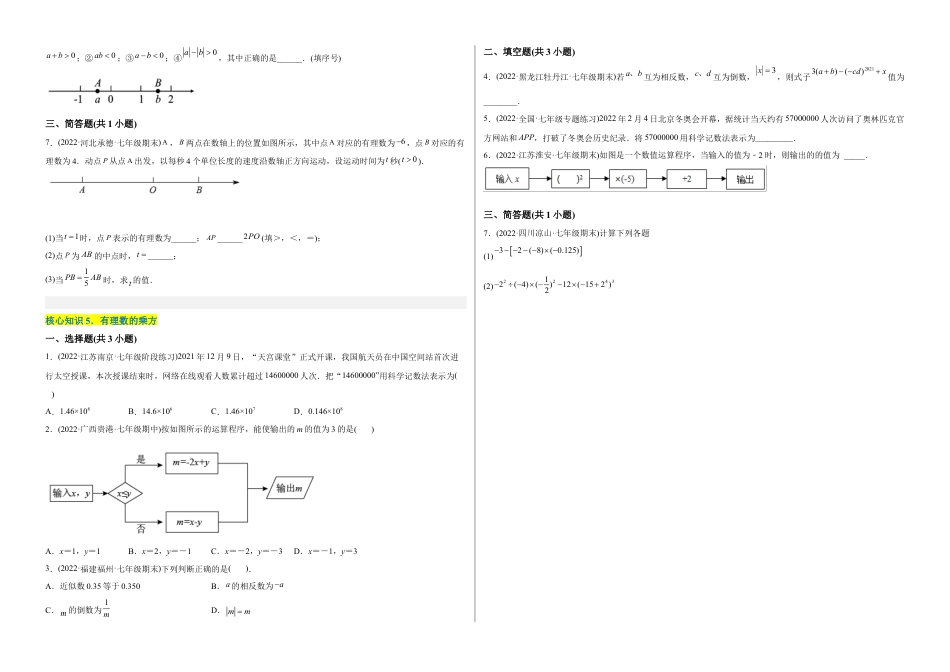 初中数学同步 7年级上册 【章节测试】第1章 有理数（A卷·知识通关练）（考试版）.docx_第3页