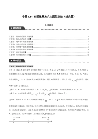人教版数学七年级上册-专题1.14 有理数章末八大题型总结（拔尖篇）（人教版）（学生版）.docx