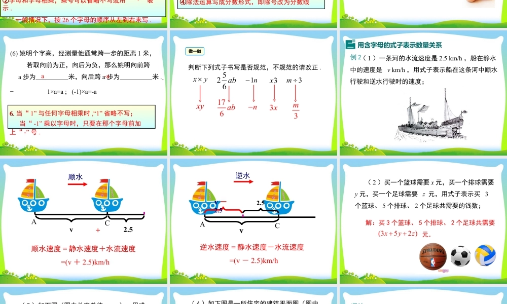 人教版七年级上册教学课件-2.1 第1课时 用字母表示数.ppt