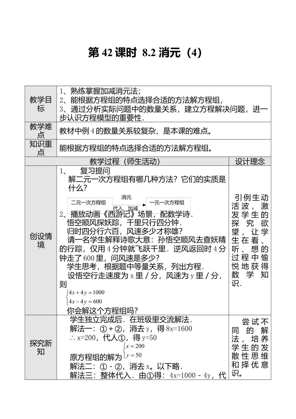 人教版七年级下册-第42课时 用加减法解二元一次方程组（四）.docx_第1页