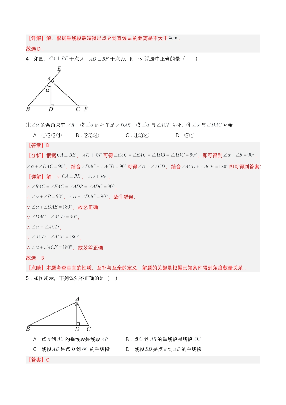 初中数学七年级下册-5.1.2 垂线（分层作业）【解析版】.docx_第2页