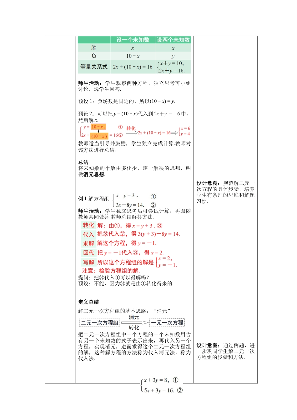 初中数学七年级下册-8.2 第1课时 代入法 教案 (2).docx_第2页