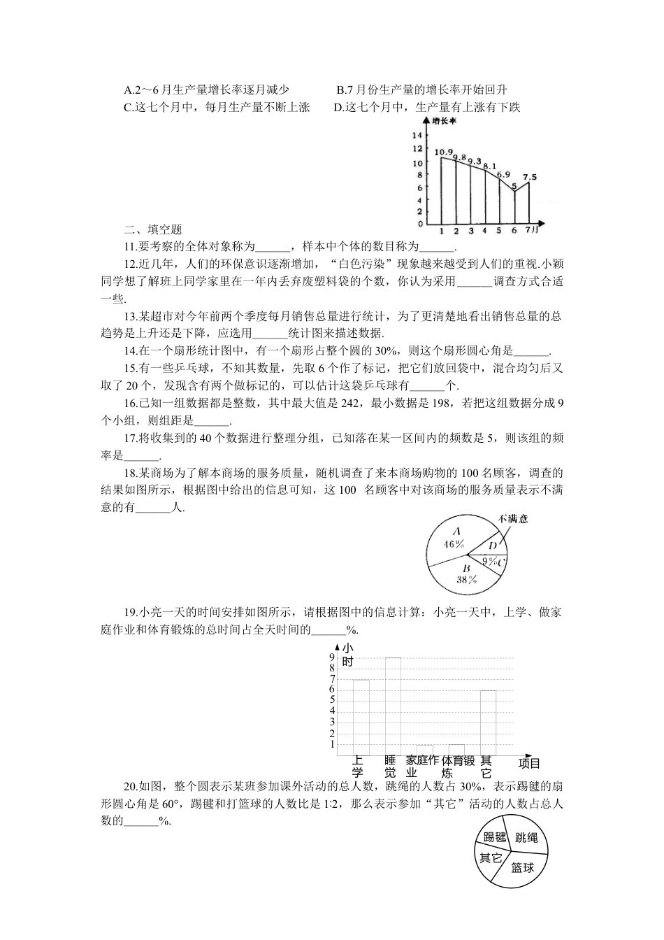 初中数学七年级下册-测试卷-第10章《数据的收集、整理与描述》水平测试1.docx_第2页