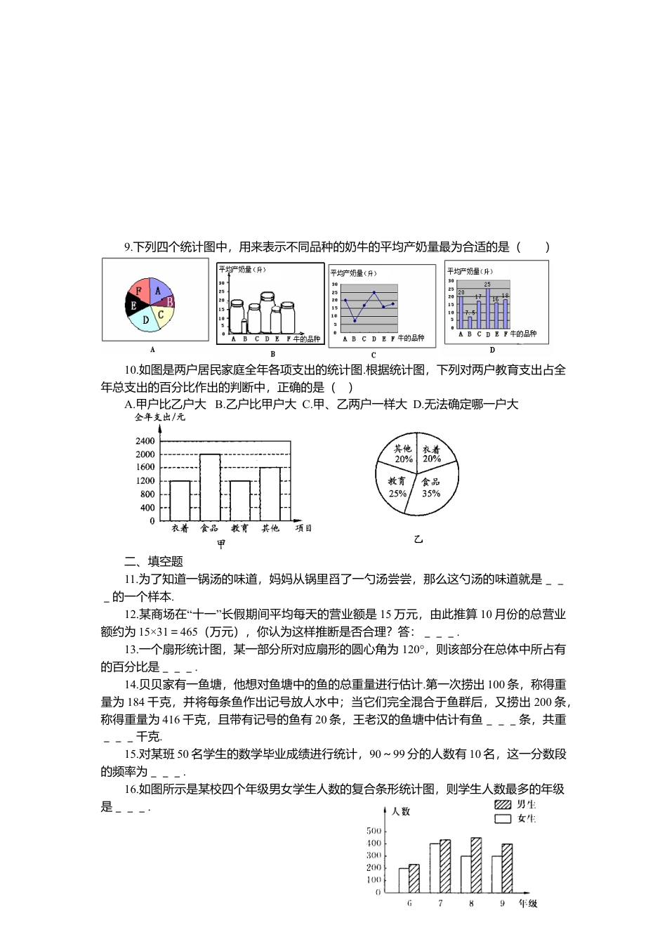 初中数学七年级下册-测试卷-第10章《数据的收集、整理与描述》水平测试2.docx_第2页