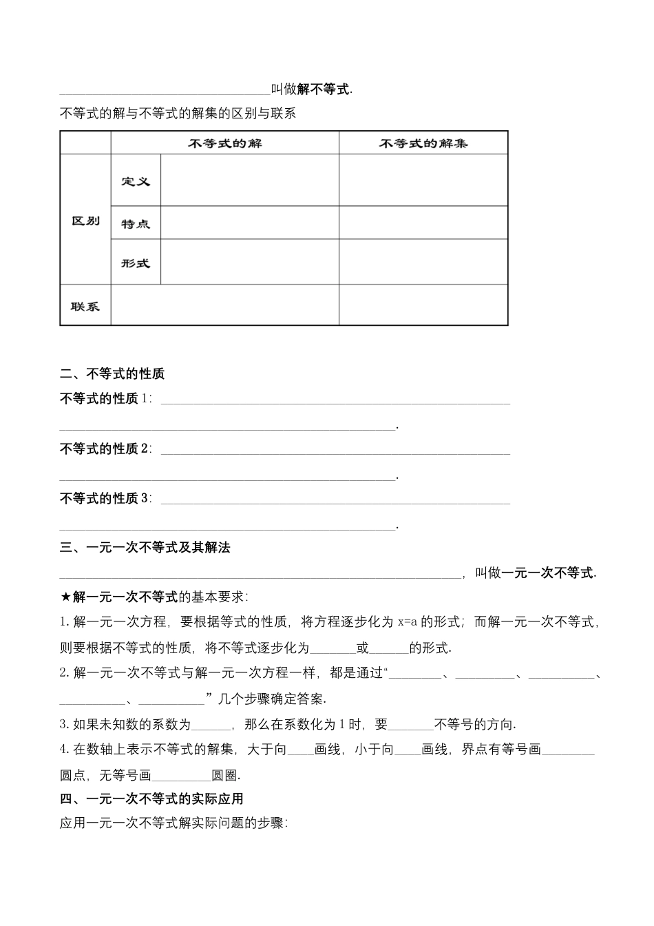 人教版七年级下册-第九章 不等式与不等式组 知识清单（原卷版）.docx_第2页
