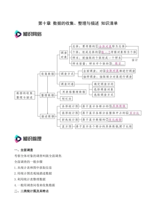 人教版七年级下册-第十章 数据的收集、整理与描述 知识清单（解析版）.docx