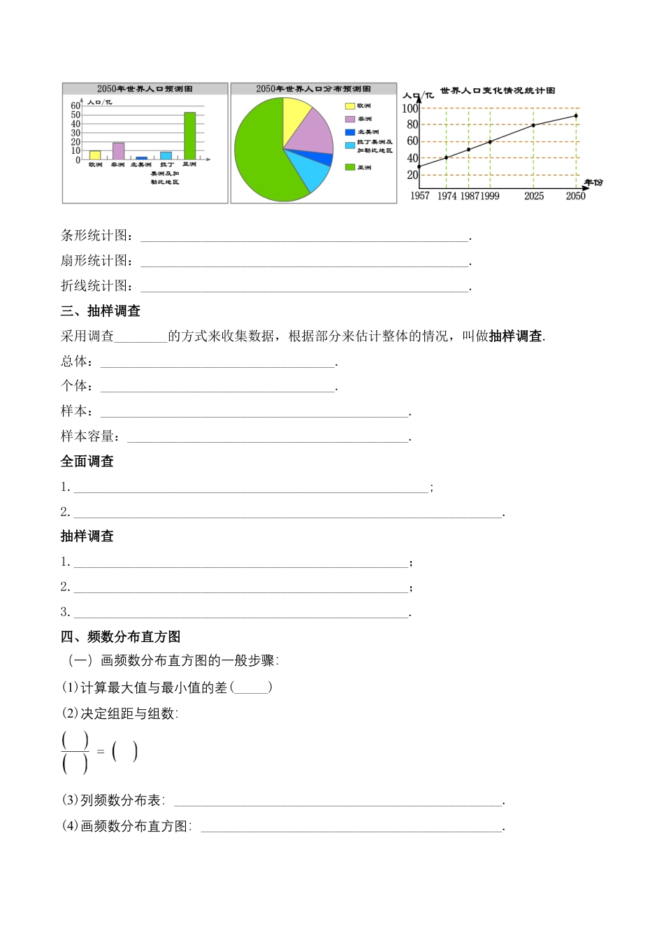 人教版七年级下册-第十章 数据的收集、整理与描述 知识清单（原卷版）.docx_第2页