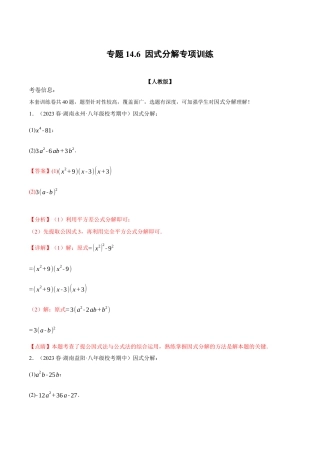 数学八年级上册-专题14.6 因式分解专项训练（人教版）（解析版）.docx