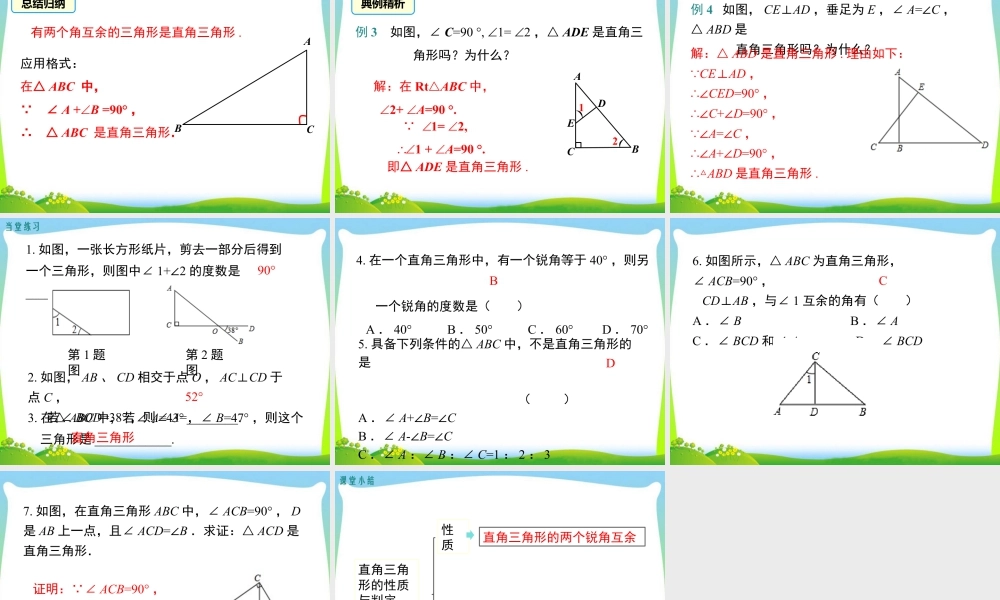 人教版数学八年级上册-教学课件-11.2.1 第2课时 直角三角形的性质和判定.ppt