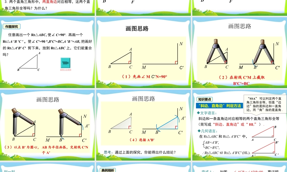 人教版数学八年级上册-教学课件-12.2 第4课时  “斜边、直角边”.ppt
