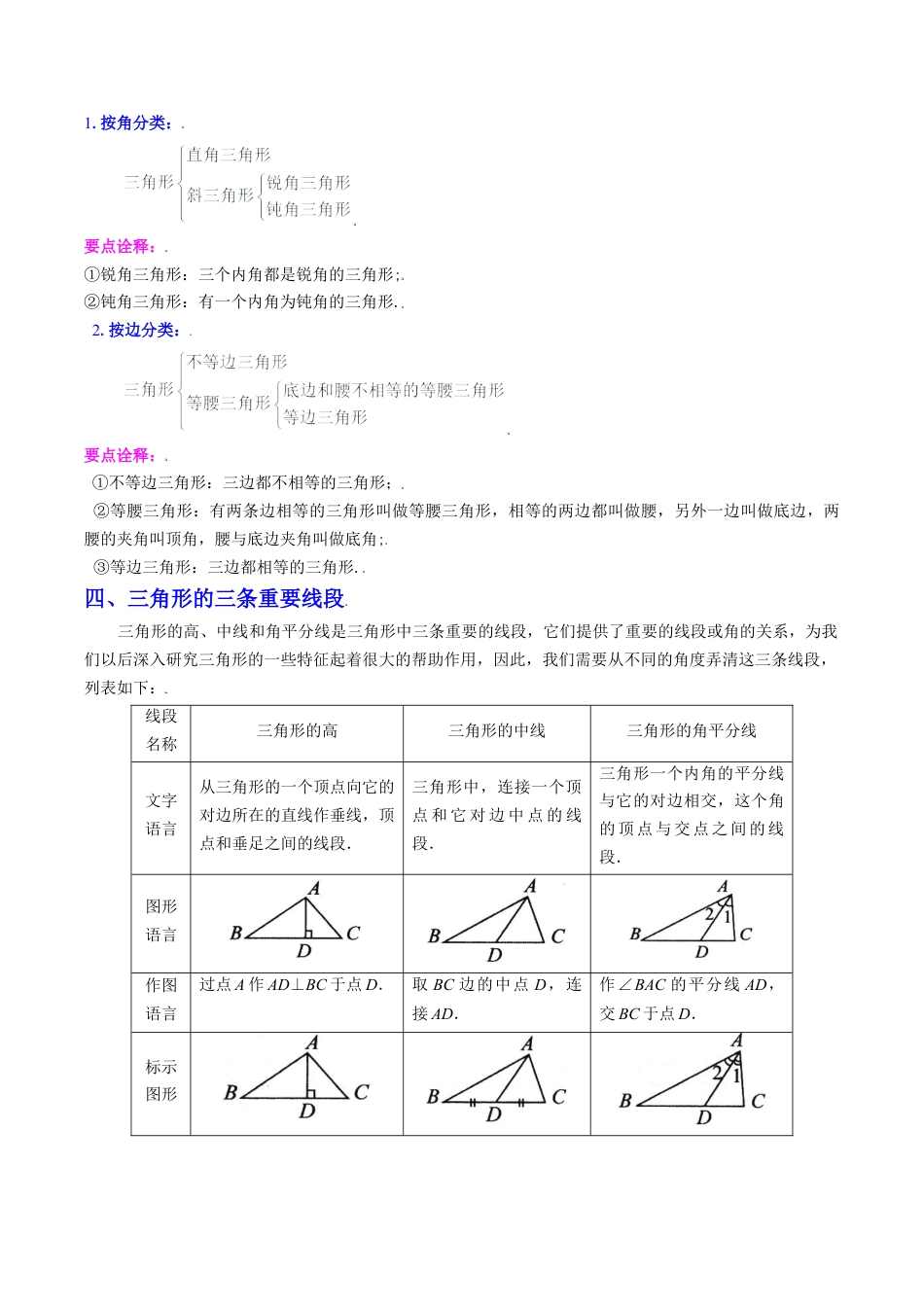 数学八年级上册-专题01 三角形（突破核心考点）【知识梳理+解题方法+专题过关】 （学生版）.docx_第2页