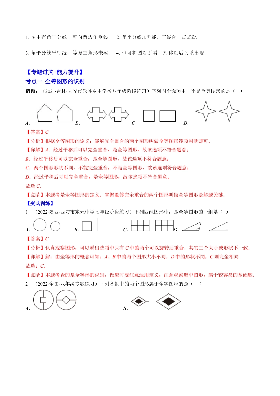 数学八年级上册-专题02 全等三角形突破核心考点【知识梳理+解题方法+专题过关】 （教师版）.docx_第3页