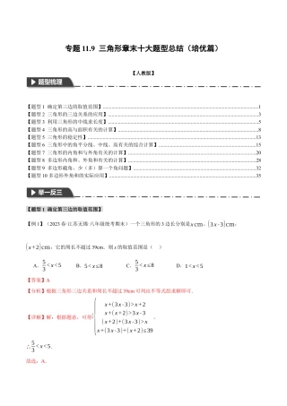 数学八年级上册-专题11.9 三角形章末十大题型总结（培优篇）（人教版）（教师版）.docx