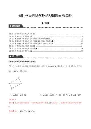 数学八年级上册-专题12.6 全等三角形章末八大题型总结（培优篇）（人教版）（教师版）.docx