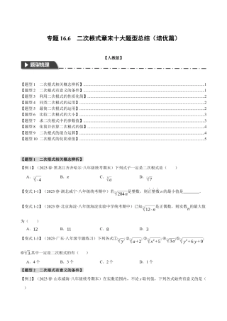 专题16.6 二次根式章末十大题型总结（培优篇）（人教版）（原卷版）.docx