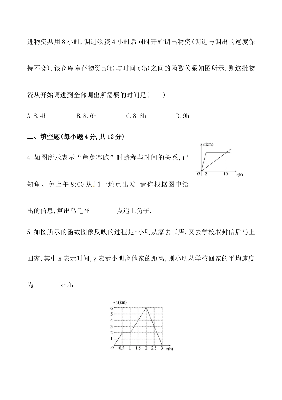 （人教版）八年级数学下册知识点汇聚测试卷：函数的图象初级测试（含详解）.docx_第2页