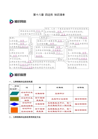 人教版初中数学八年级下第十八章 四边形 知识清单（解析版）.docx