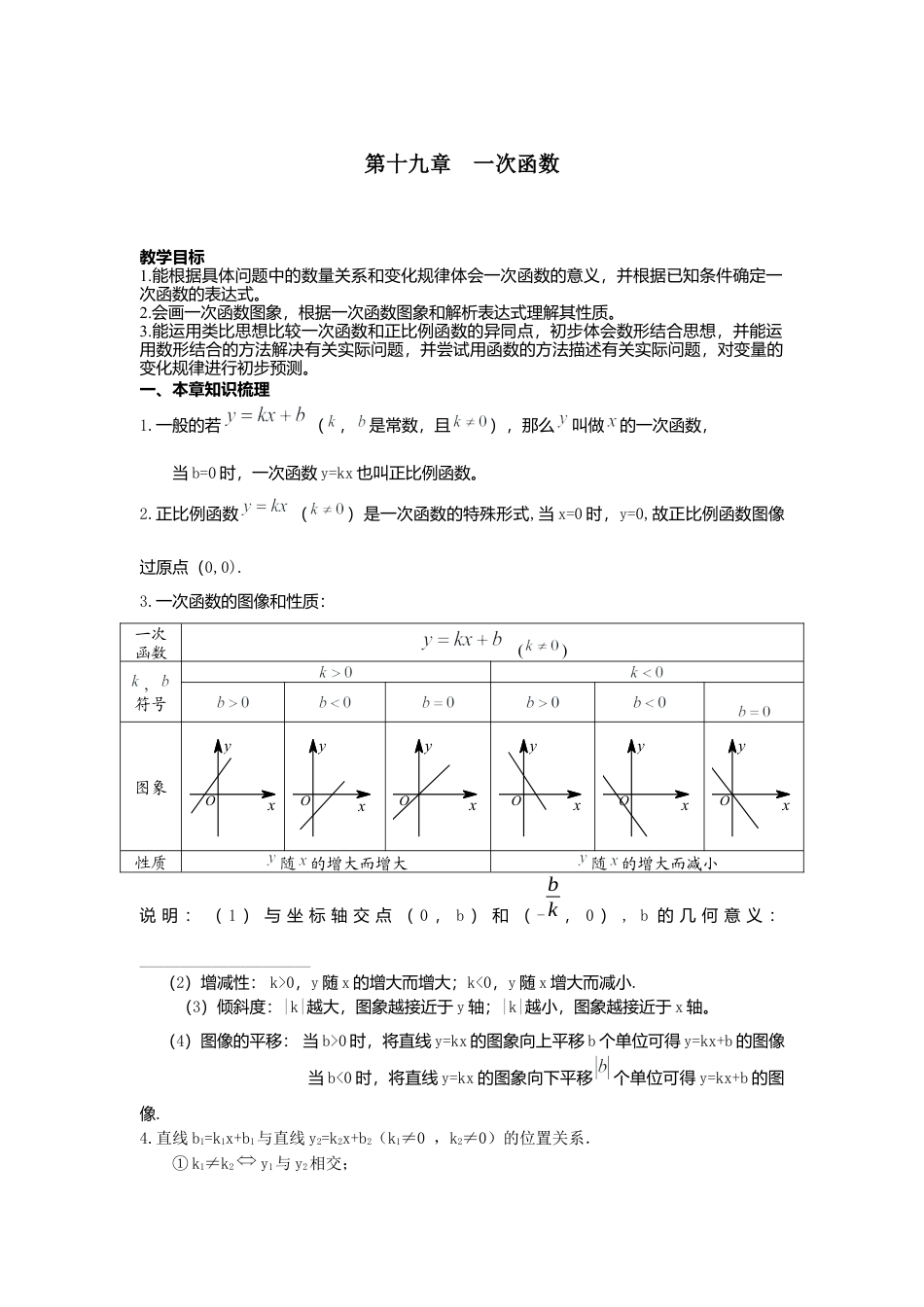 人教版初中数学八年级下-同步教案-第十九章复习.docx_第1页