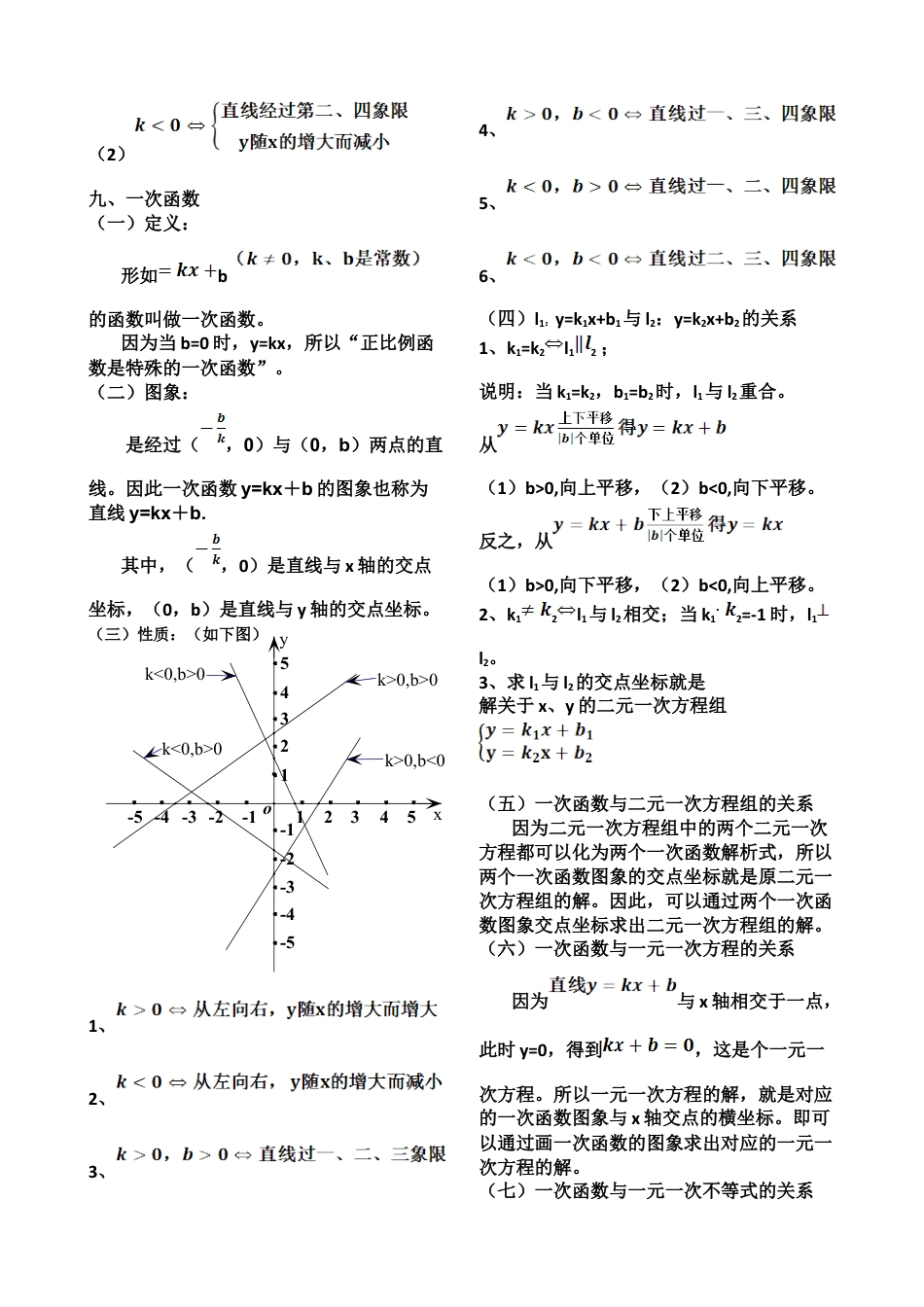 人教版初中数学八年级下一次函数知识点总结.docx_第2页