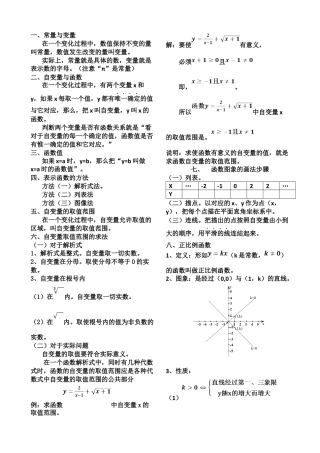 人教版初中数学八年级下一次函数知识点总结.docx