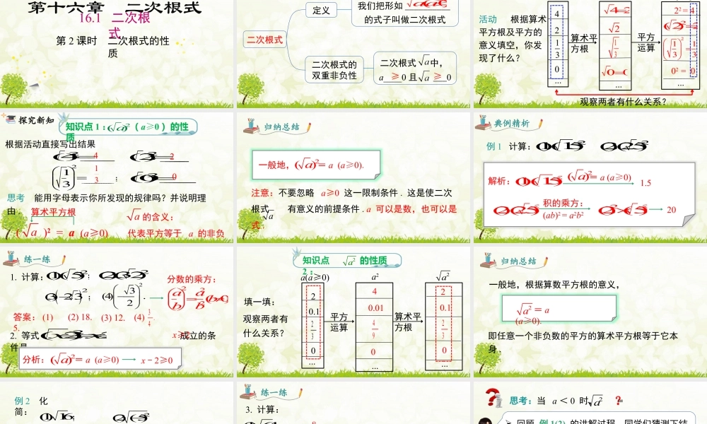 人教版初中数学八下-同步课件-16.1 第2课时 二次根式的性质.pptx