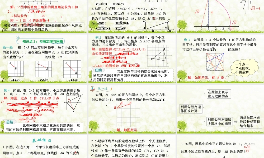 人教版初中数学八下-同步课件-17.1 第3课时  利用勾股定理作图或计算.pptx